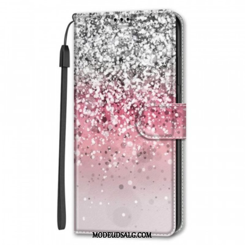 Flip Cover Samsung Galaxy S22 Ultra 5G Pailletter Med Rem