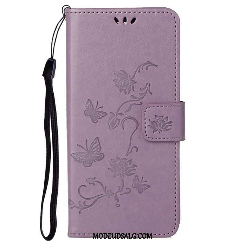 Flip Cover Samsung Galaxy S23 5G Sommerfugle Og Blomster