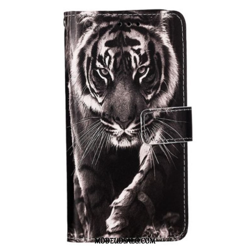 Flip Cover Samsung Galaxy S23 Ultra 5G Med Snor Strappy Night Tiger