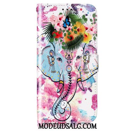 Flip Cover Samsung Galaxy S24 5g Blomsterelefant Med Rem