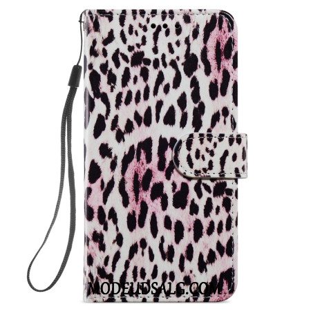 Flip Cover Samsung Galaxy S24 5g Leopardmønster Med Rem