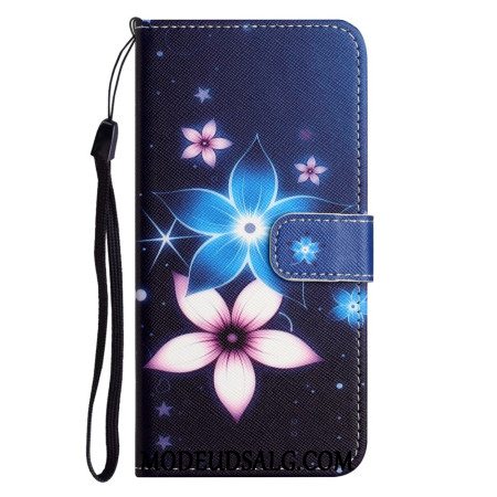 Flip Cover Samsung Galaxy S24 5g Måneblomster Med Rem