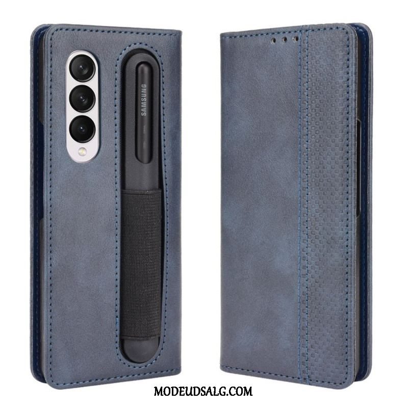 Flip Cover Samsung Galaxy Z Fold 3 5G Stiliseret Stylus Holder I Lædereffekt