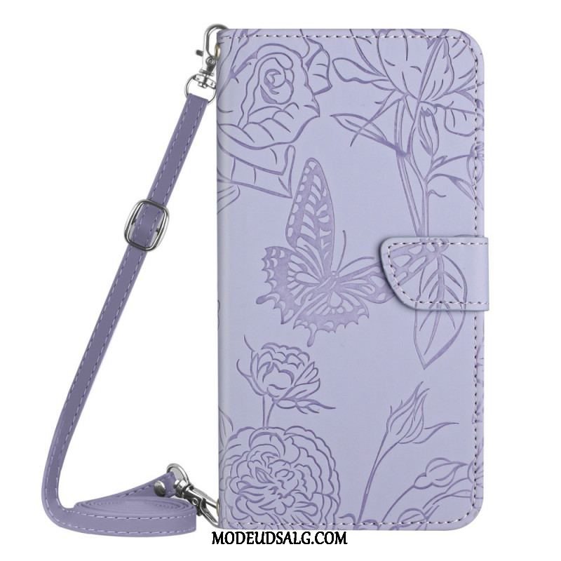 Flip Cover Sony Xperia 1 IV Sommerfugle Og Skulderrem