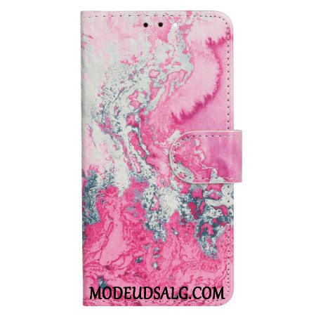 Flip Cover Til Oppo A98 5g Pink Og Sølv Marmormønster