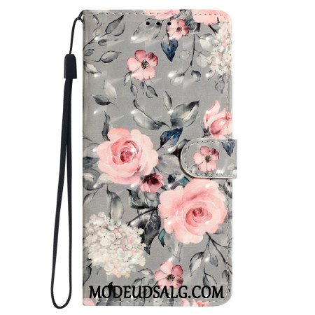 Flip Cover Til Samsung Galaxy S24 Plus 5g Blomster Med Rem