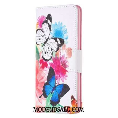 Flip Cover Til Xiaomi Redmi Note 13 Pro Plus 5g To Sommerfugle