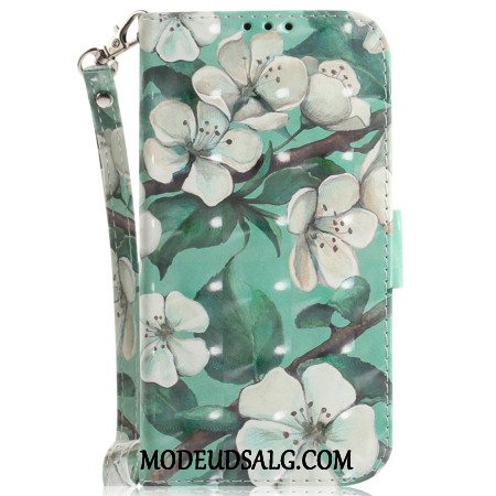 Flip Cover Til iPhone 16 Akvarelblomster Med Rem