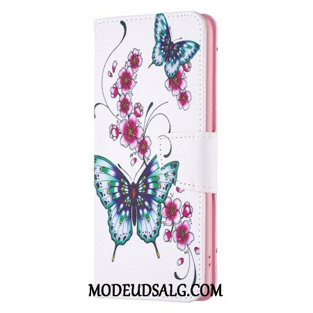 Flip Cover Til iPhone 16 Plus Blomster Og Sommerfugle