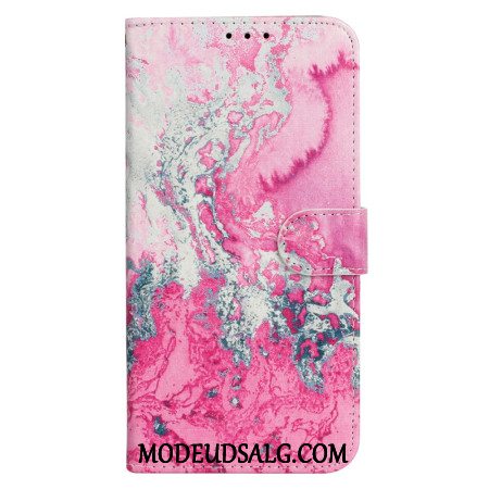 Flip Cover Til iPhone 16 Plus Navy Pink Marmor