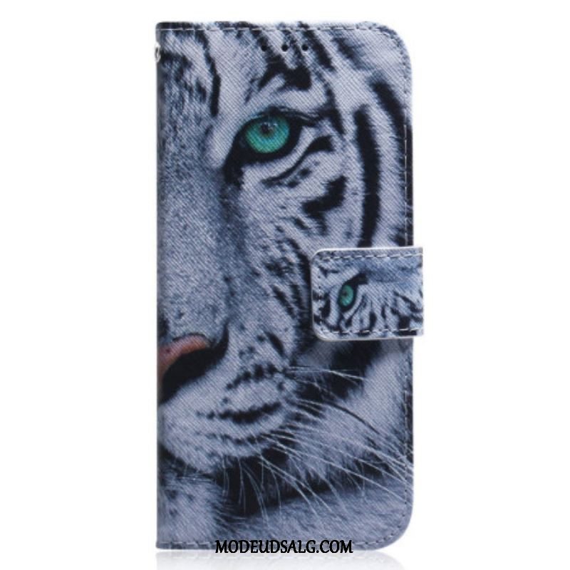 Flip Cover Xiaomi 13 Med Snor Strappy White Tiger