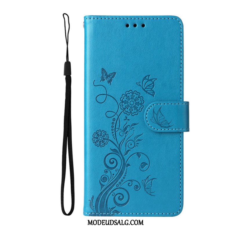 Flip Cover Xiaomi 14t Pro Sommerfugle Og Blomster Mønster