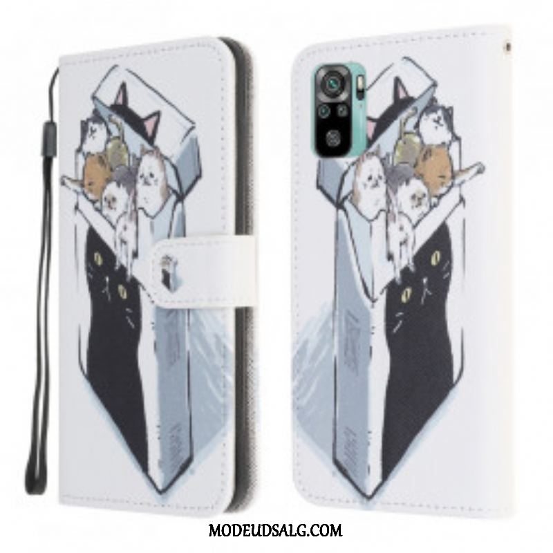 Flip Cover Xiaomi Redmi Note 10 / 10S Med Snor Levering Thong Cats