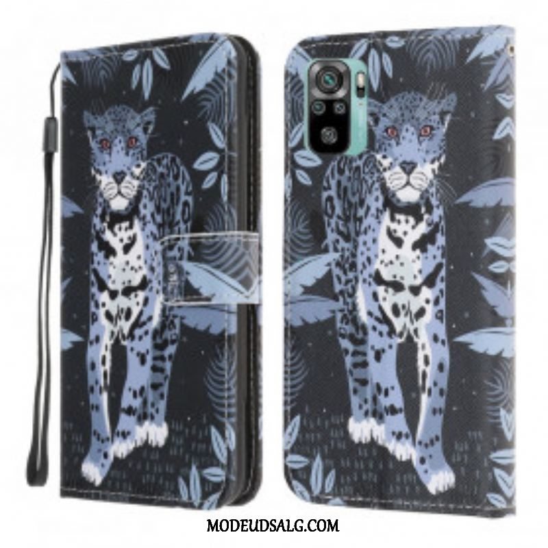 Flip Cover Xiaomi Redmi Note 10 / 10S Med Snor Strappy Leopard