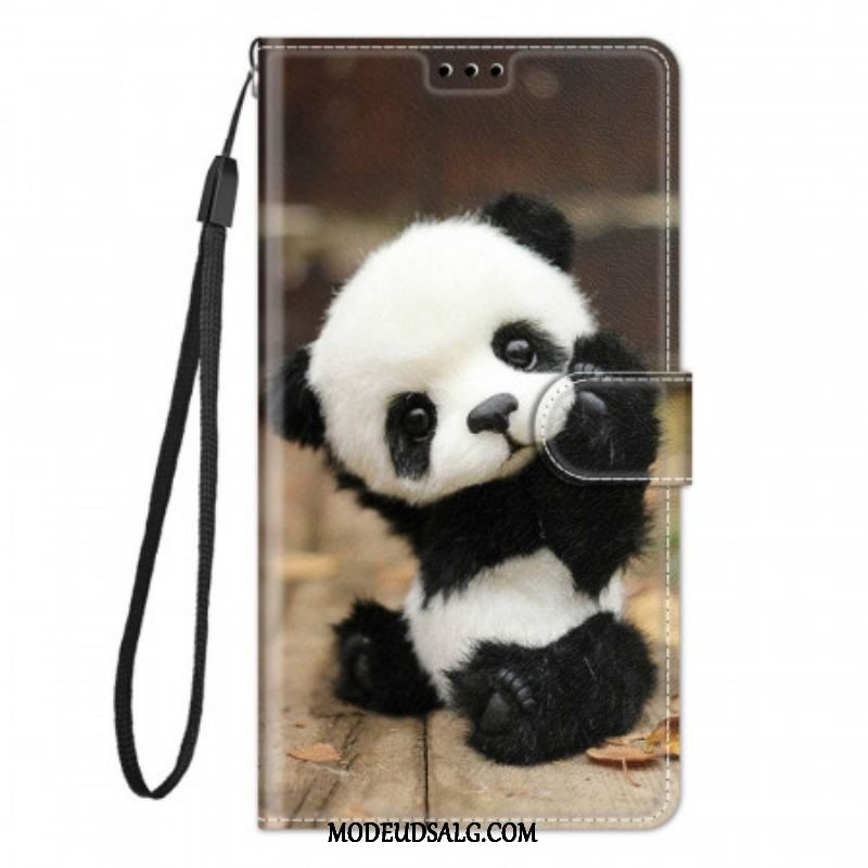 Flip Cover Xiaomi Redmi Note 10 Pro Med Snor Lille Panda Med Rem