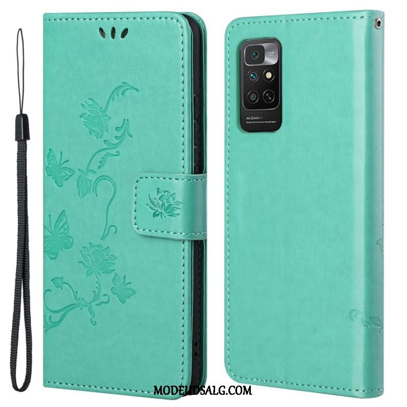 Flip Cover Xiaomi Redmi Note 11 / 11S Med Snor Rem Blomster