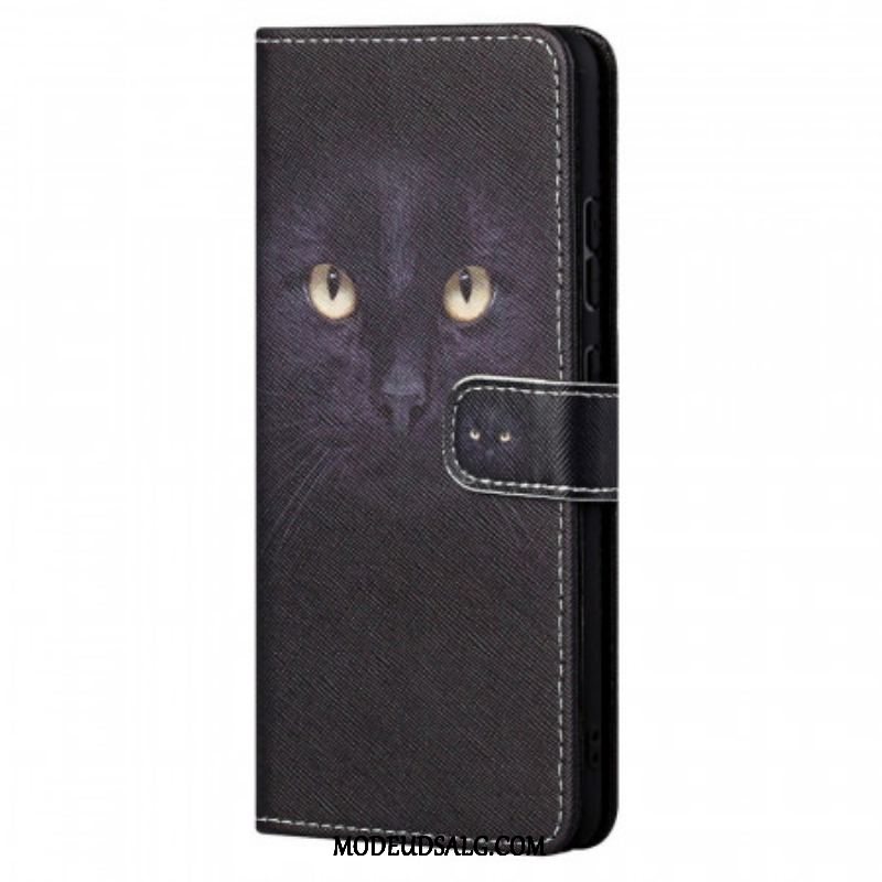 Flip Cover Xiaomi Redmi Note 11 Pro / 11 Pro 5G Med Snor Strappy Black Cat Eyes