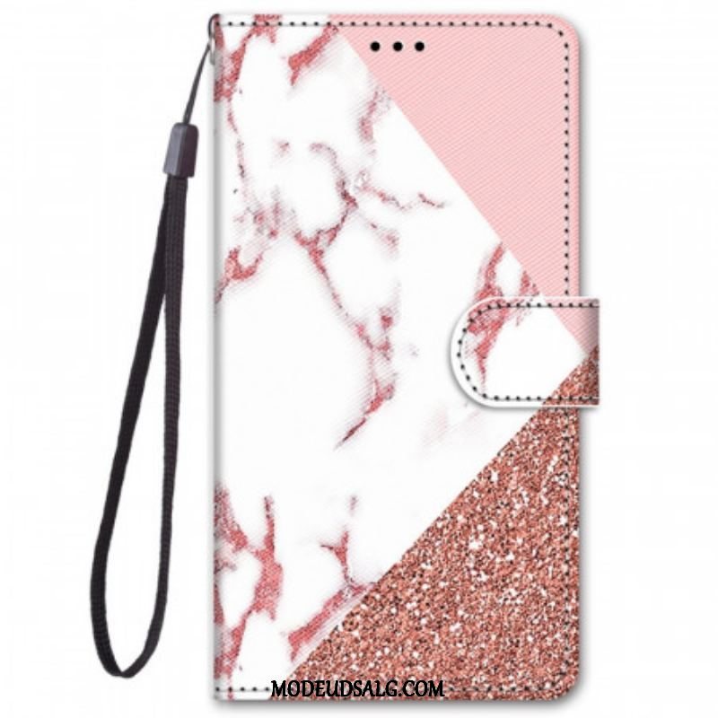 Flip Cover Xiaomi Redmi Note 11 Pro Plus 5G Marmor Og Glitter Trekant