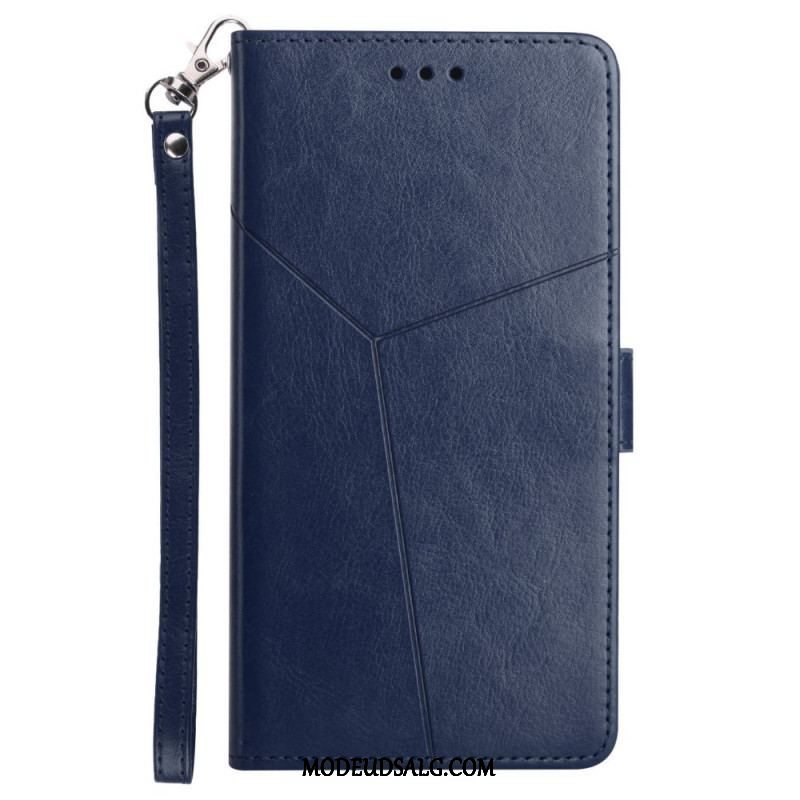 Flip Cover Xiaomi Redmi Note 11 Pro Plus 5G Med Snor Strappy Geometrisk Læderstil