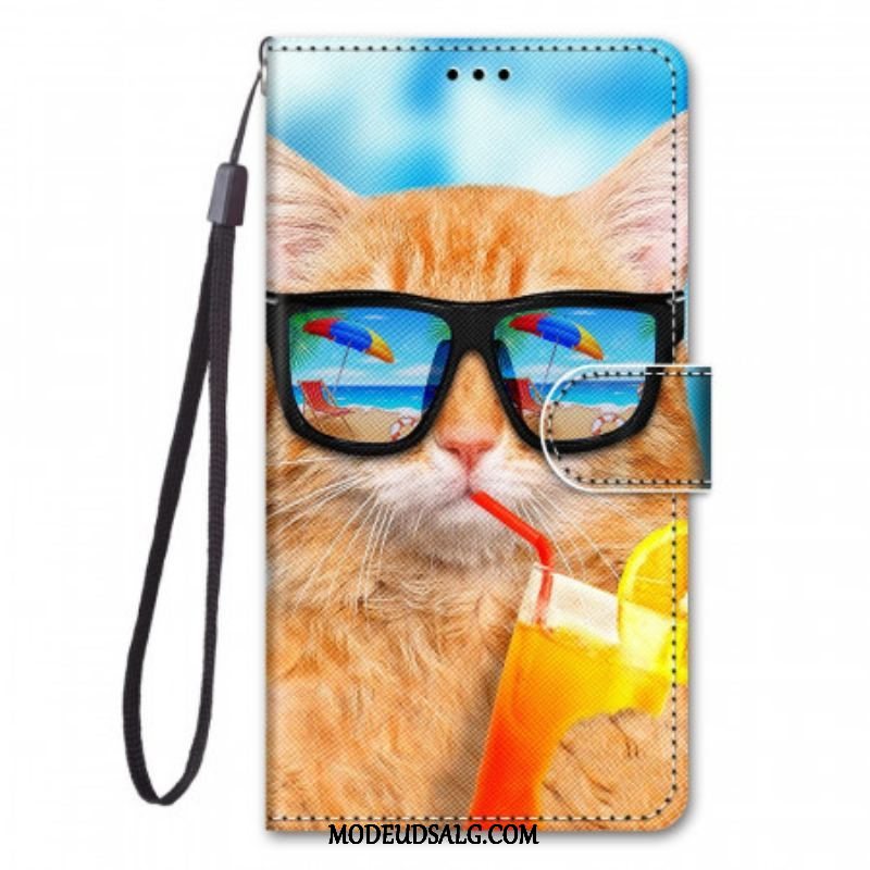 Flip Cover Xiaomi Redmi Note 11 Pro Plus 5G Med Snor Strappy Star Cat