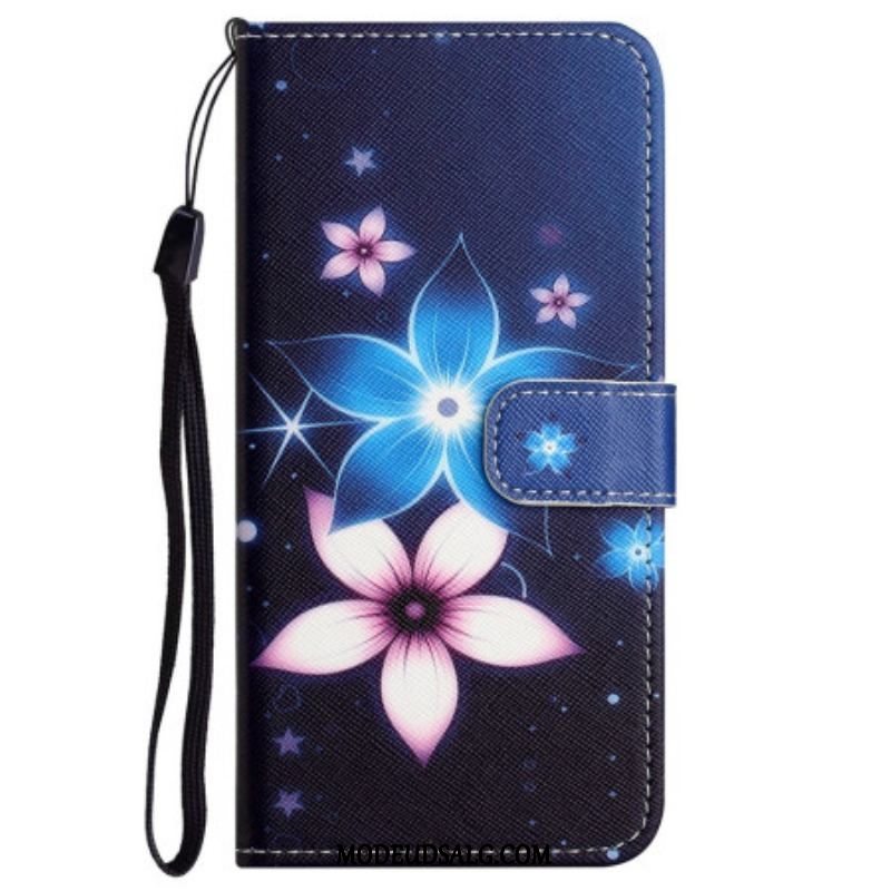 Flip Cover Xiaomi Redmi Note 12 4G Med Snor Lunar Strap Blomster