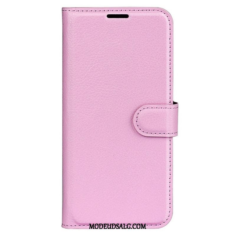 Flip Cover Xiaomi Redmi Note 12 5G Klassisk Litchi-lædereffekt