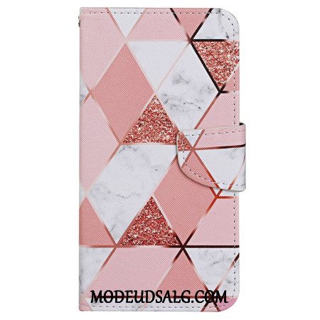 Flip Cover Xiaomi Redmi Note 13 4g Pink Marmor Og Guldrem