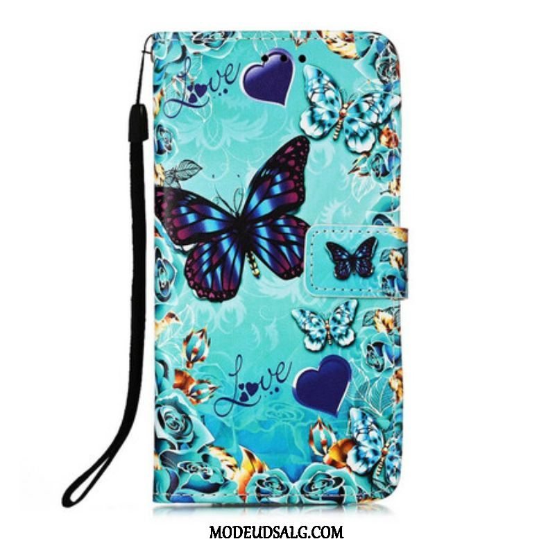 Flip Cover iPhone 13 Mini Med Snor Elsker Butterflies Strappy