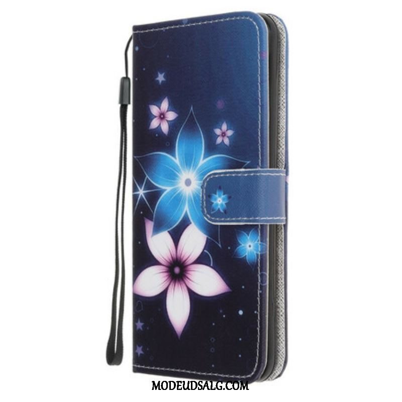 Flip Cover iPhone 13 Mini Med Snor Lunar Strap Blomster