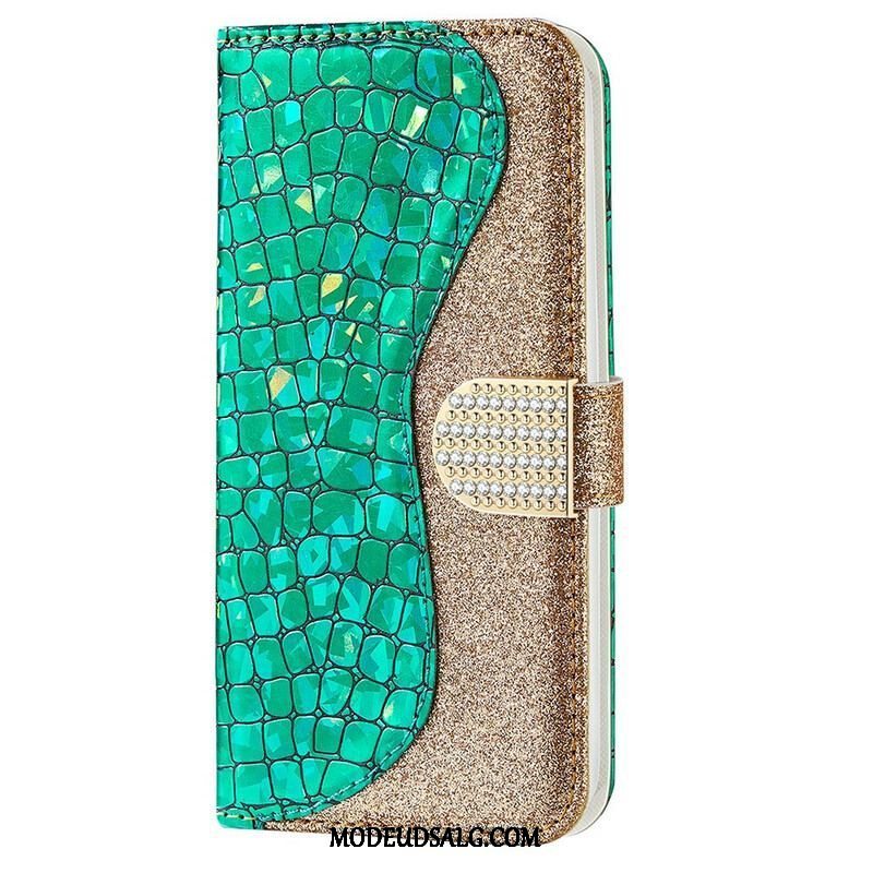 Flip Cover iPhone 13 Pro Max Krokodille Diamanter