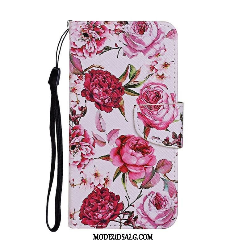 Flip Cover iPhone 13 Pro Mesterlige Blomster Med Rem