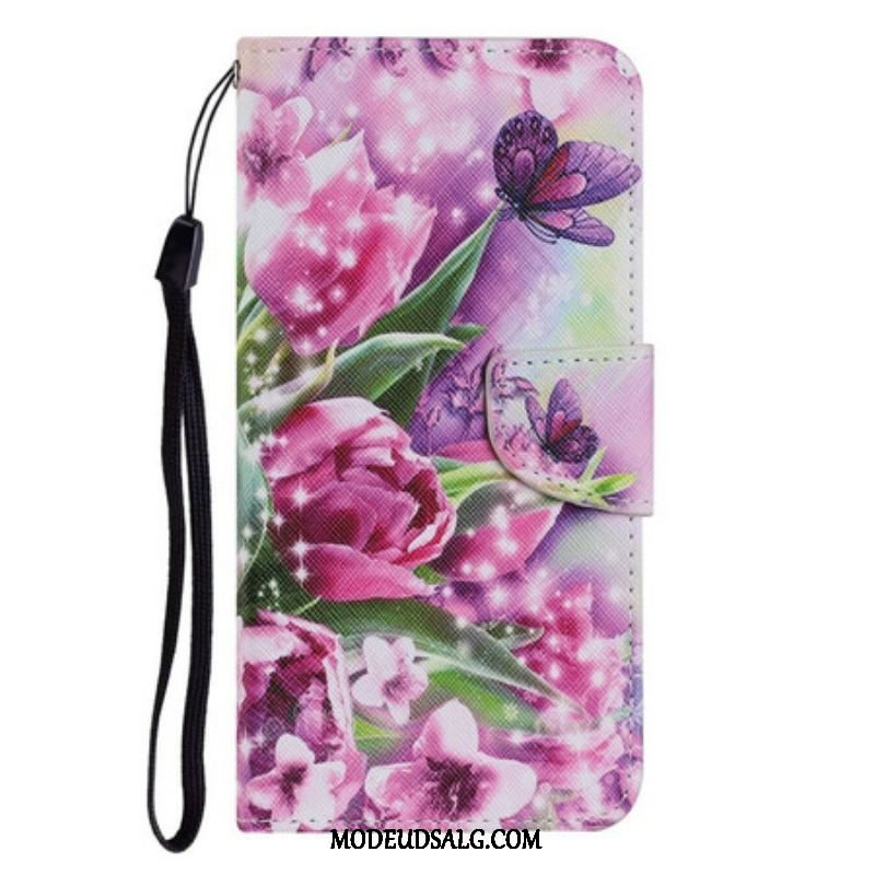 Flip Cover iPhone 13 Pro Sommerfugle Og Tulipaner