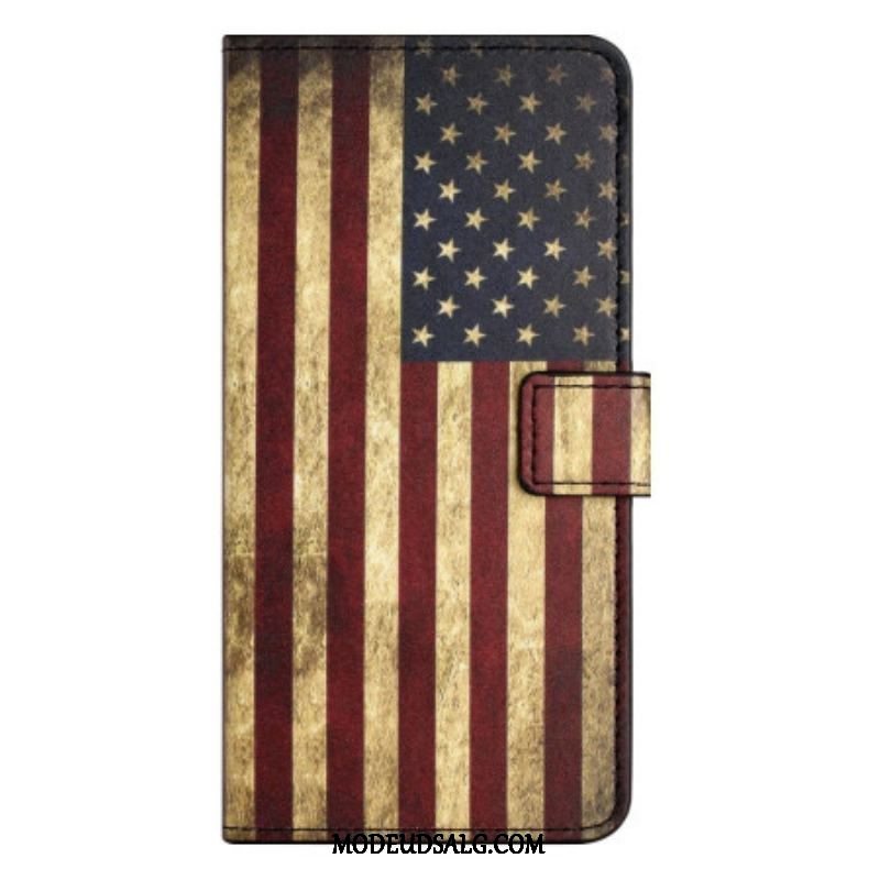 Flip Cover iPhone 14 Pro Vintage Amerikansk Flag