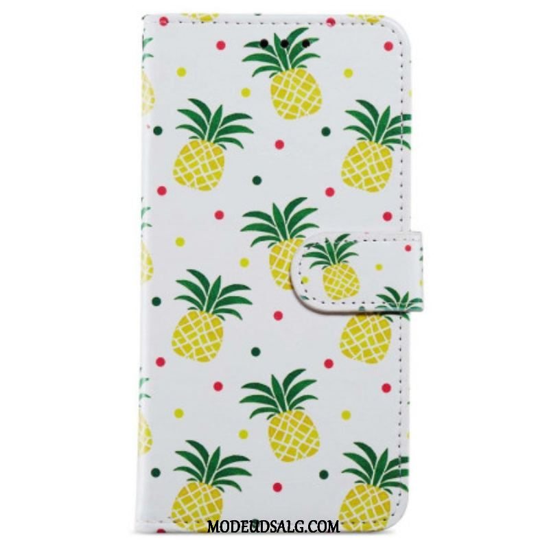 Flip Cover iPhone 15 Med Snor Ananas Med Rem