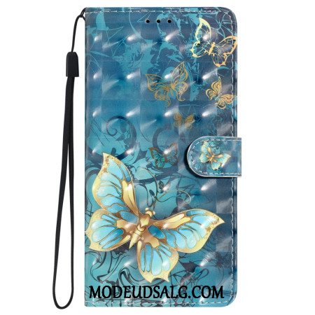 Flip Cover iPhone 16 3d Sommerfugle Med Snor