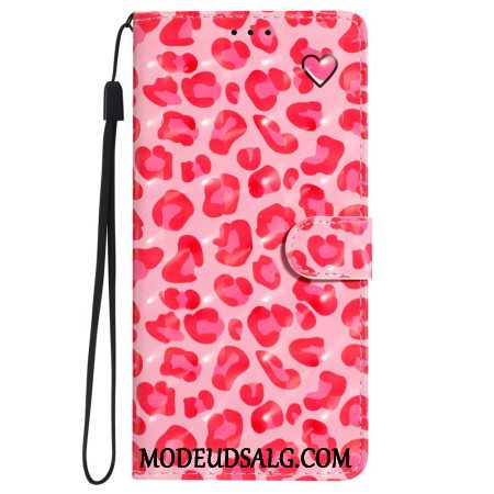 Flip Cover iPhone 16 Pink Leopard Print Med Rem