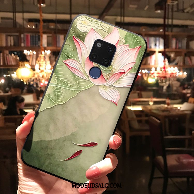 Huawei Mate 20 Etui Frisk Cover Beskyttelse Grøn Blomster