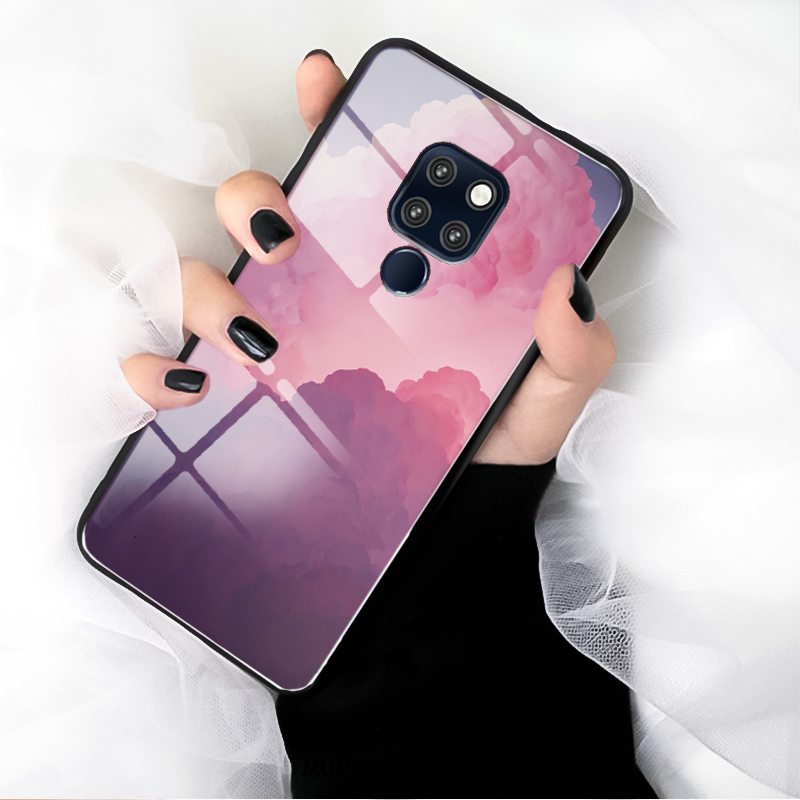 Huawei Mate 20 X Etui / Cover Stjerneklar Spejl Måned Lyserød Anti-fald