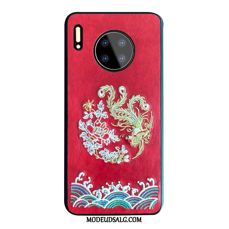 Huawei Mate 30 Etui Alt Inklusive Anti-fald Silikone Broderi Net Red