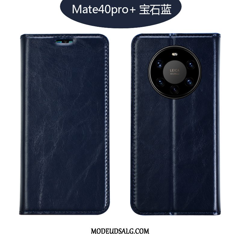 Huawei Mate 40 Pro+ Etui Cover Mørkeblå Anti-fald Lædertaske Blød