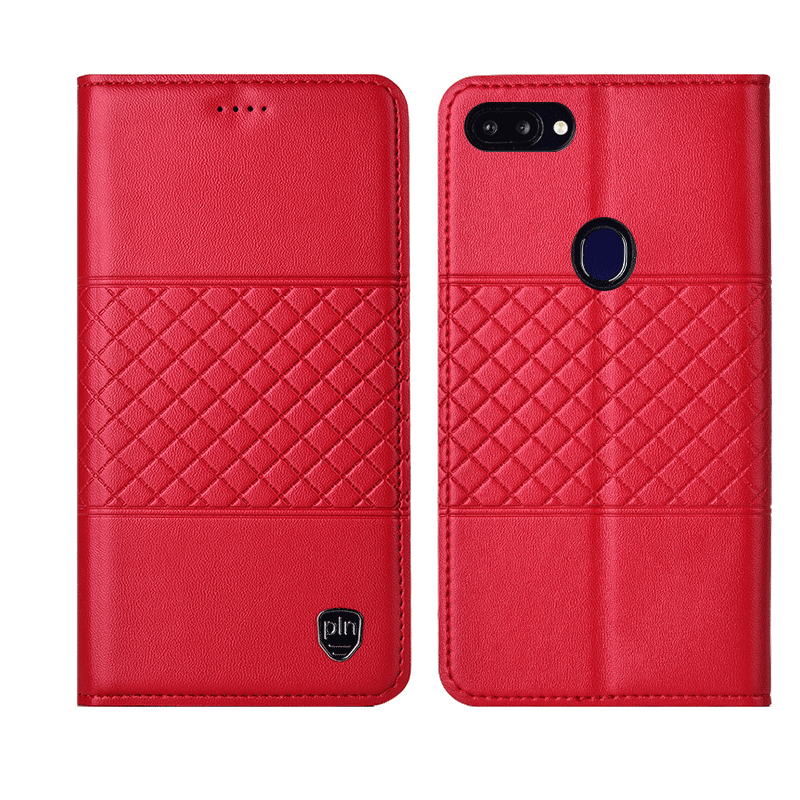 Huawei P Smart Etui Ægte Læder Lædertaske Beskyttelse Cover Rød