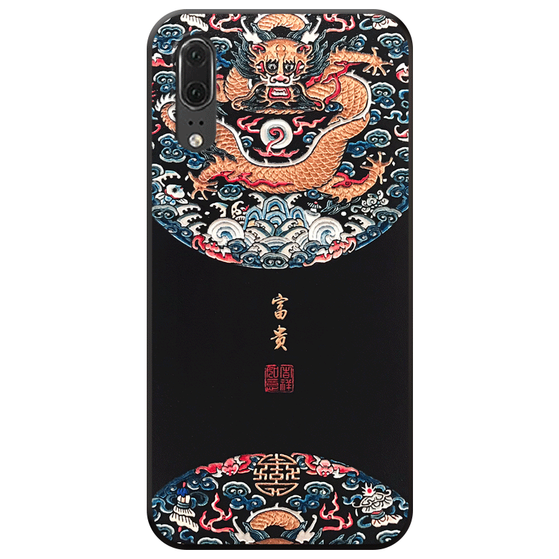 Huawei P20 Etui Sort Cover Mode Dragon Alt Inklusive