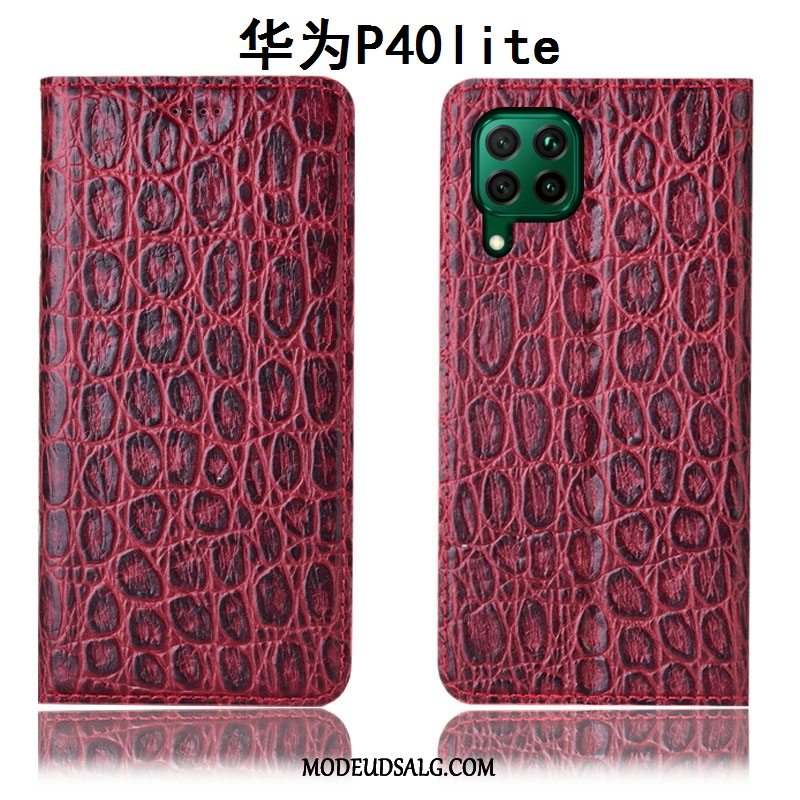 Huawei P40 Lite Etui Lædertaske Cover Anti-fald Alt Inklusive Rød