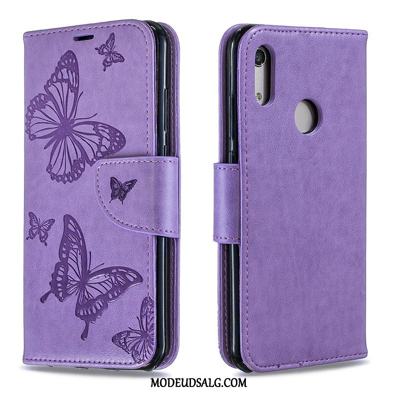 Huawei Y6s Etui Sommerfugle Folio Cover Relief Hængende Ornamenter