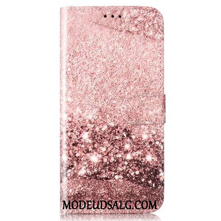 Læder Cover Motorola Edge 50 Telefon Etui Rose Guld Marmor