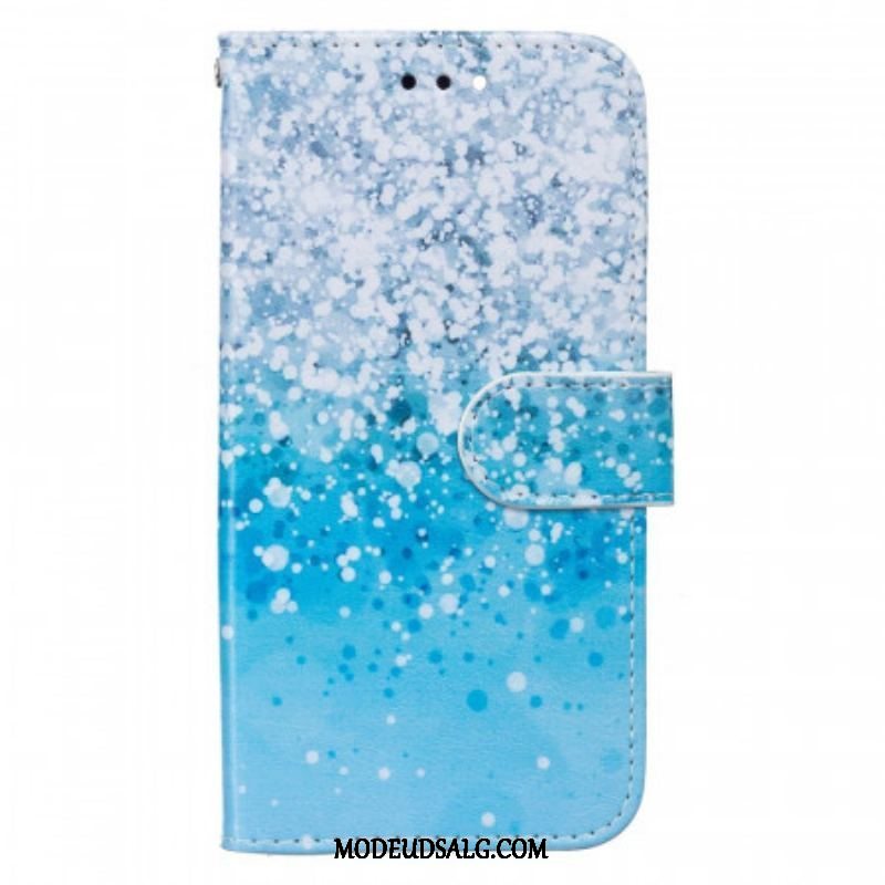 Læder Cover Samsung Galaxy A13 5G / A04s Blå Glitter Gradient