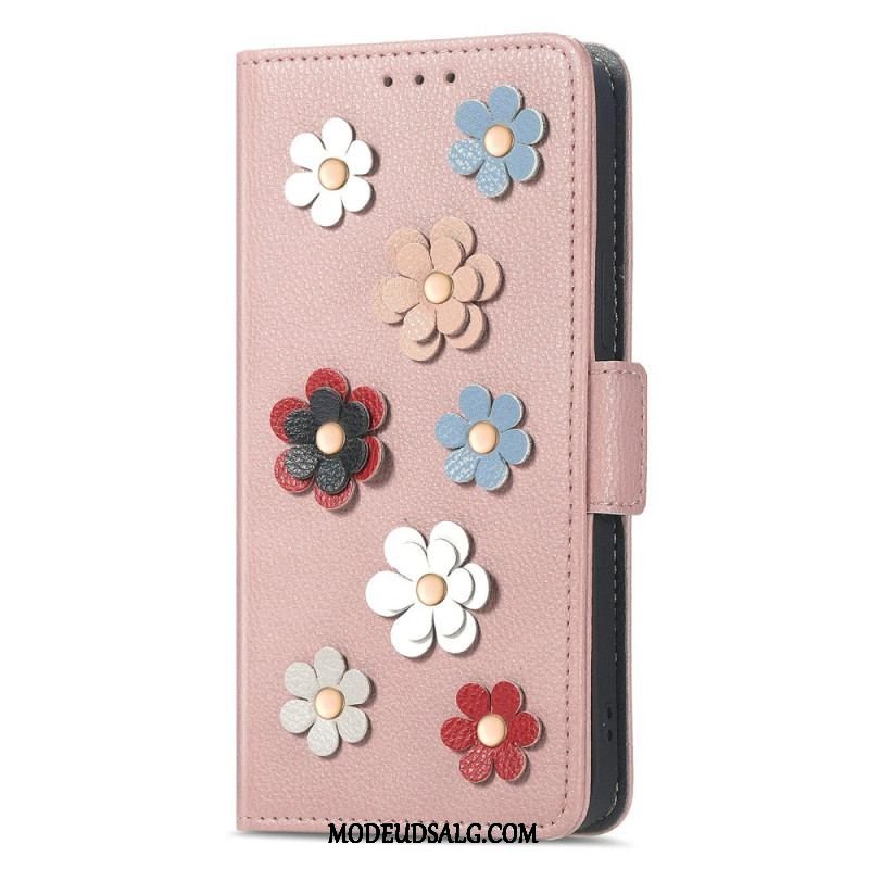 Læder Cover Samsung Galaxy A14 / A14 5G Dekorative Blomster