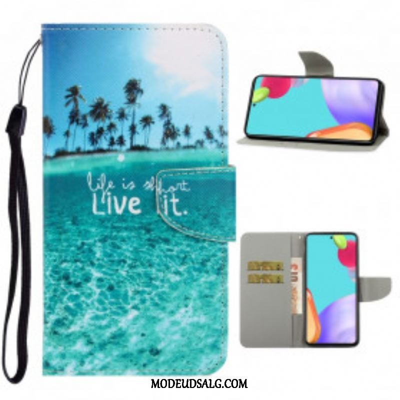 Læder Cover Samsung Galaxy A52 4G / A52 5G / A52s 5G Med Snor Live It At Lanyard