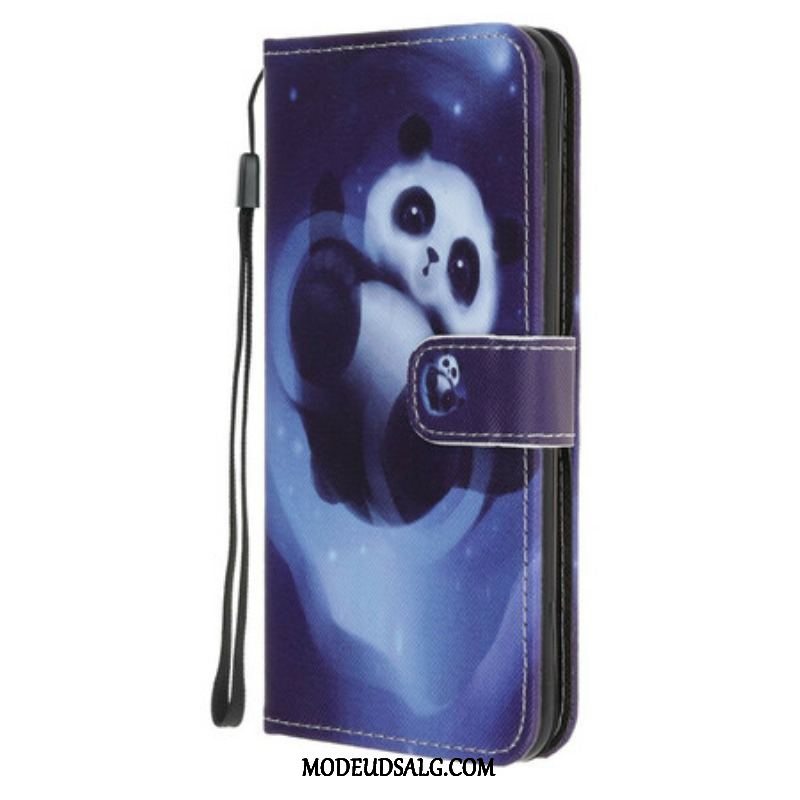 Læder Cover Samsung Galaxy A52 4G / A52 5G / A52s 5G Med Snor Panda Space Med Snor