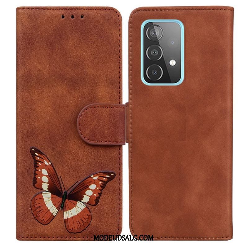 Læder Cover Samsung Galaxy A52 4G / A52 5G / A52s 5G Skin-touch Butterfly